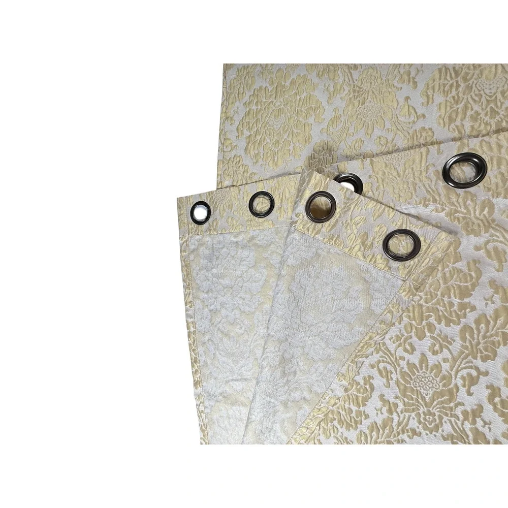 Single Matelasse Printed Curtain Drape Gold Champagne Grommet Top 1 Panel 82